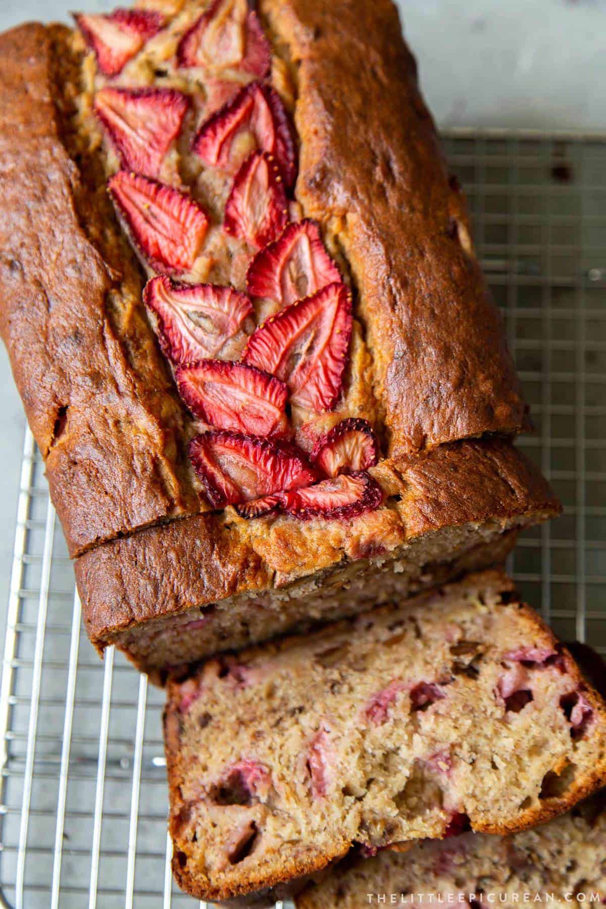 Strawberry Banana Bread with walnuts