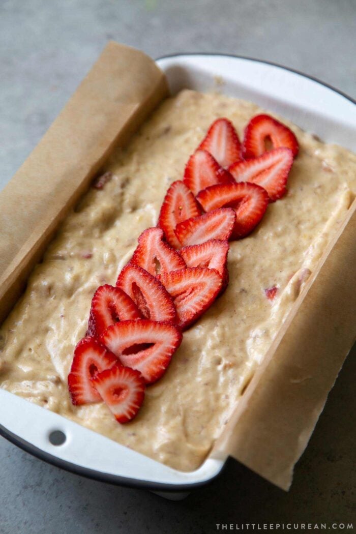 strawberry banana bread before baking