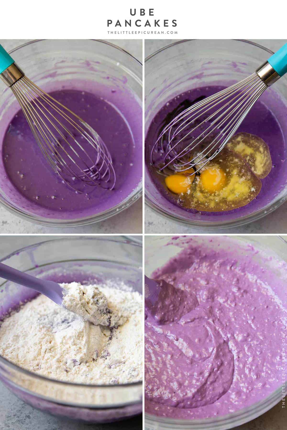 step by step how to make ube pancakes