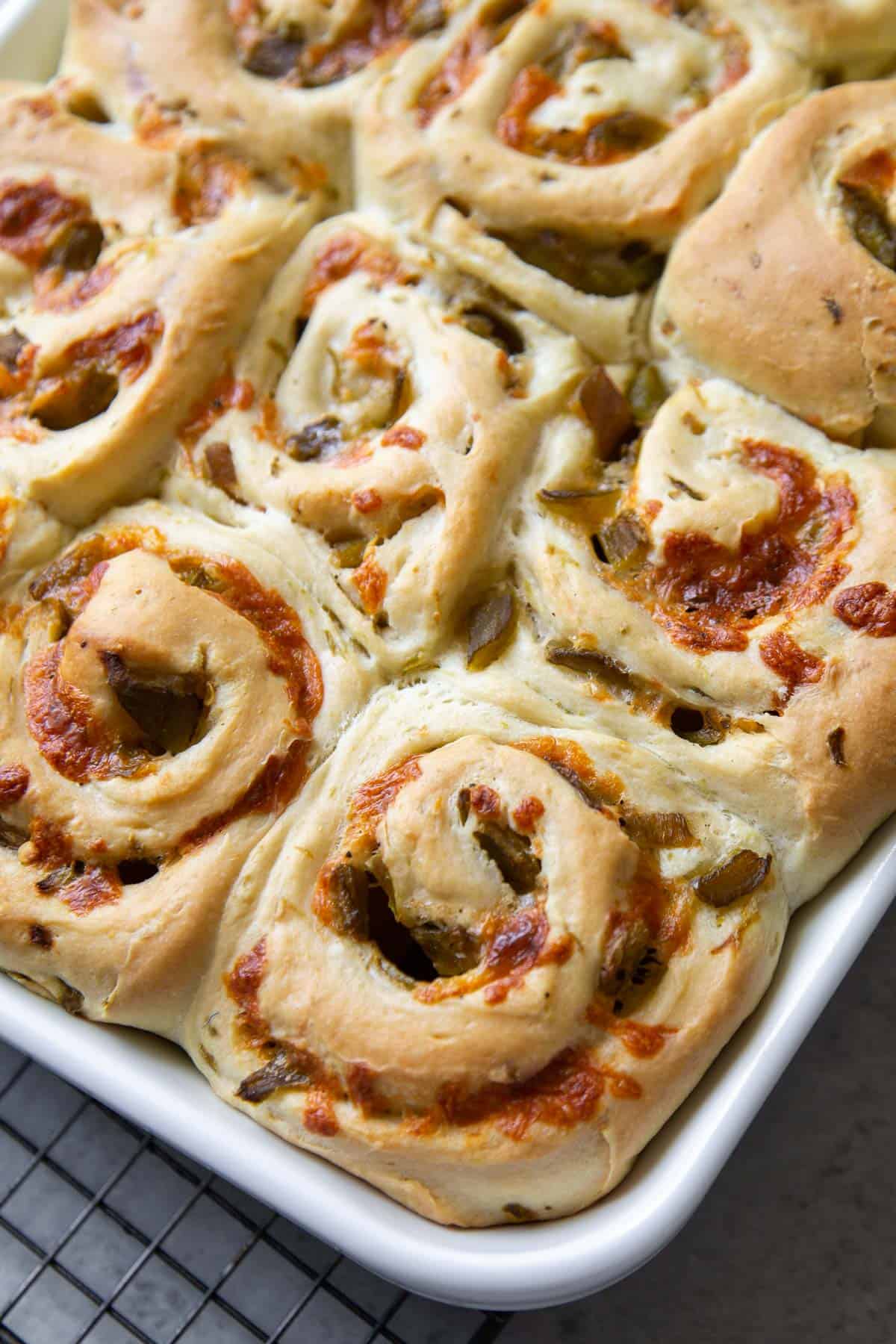 roasted green chile cheddar rolls