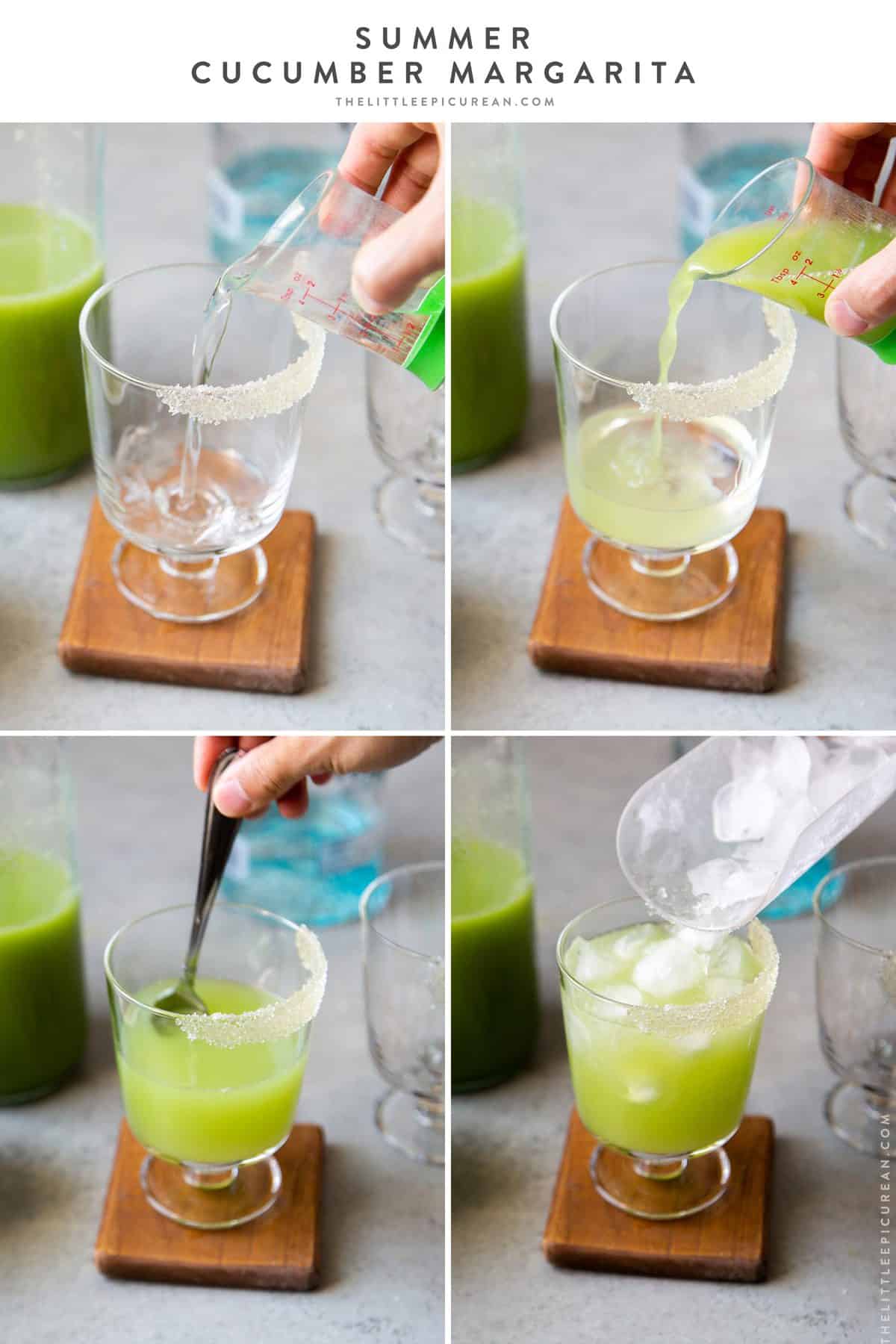 step by step images for how to make cucumber margarita from scratch