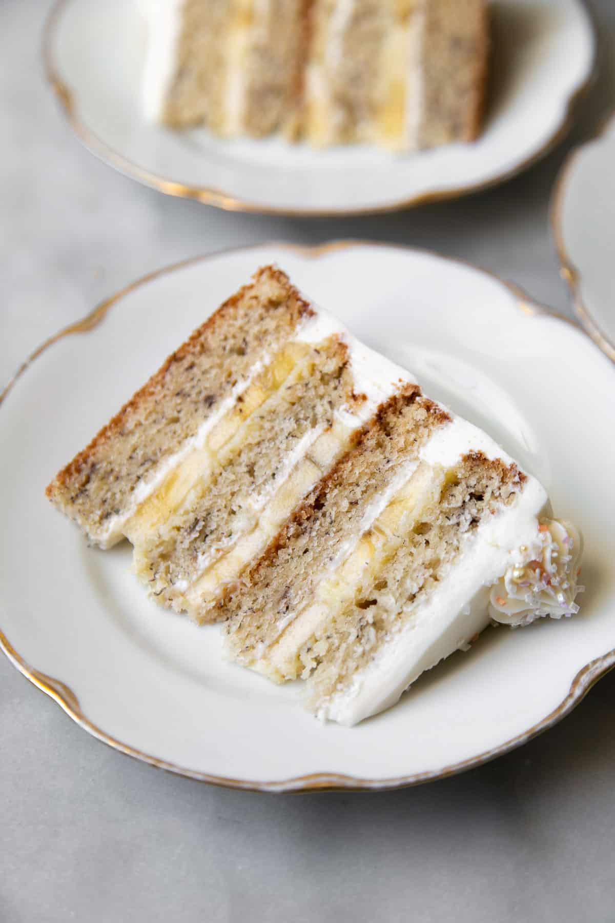 Banana cream cake slice