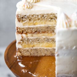 interior of banana cream cake