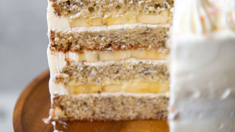 interior of banana cream cake