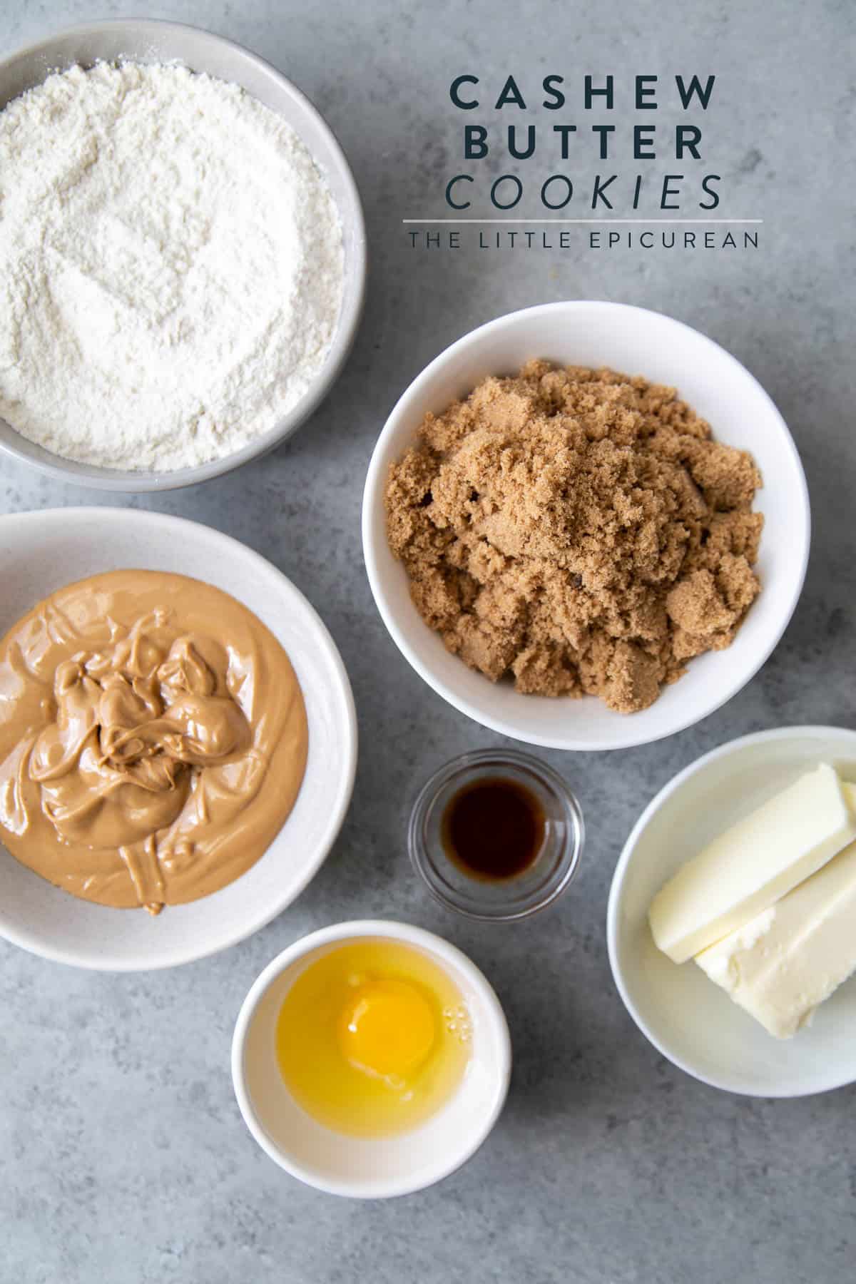ingredients for cashew cookies including cashew butter