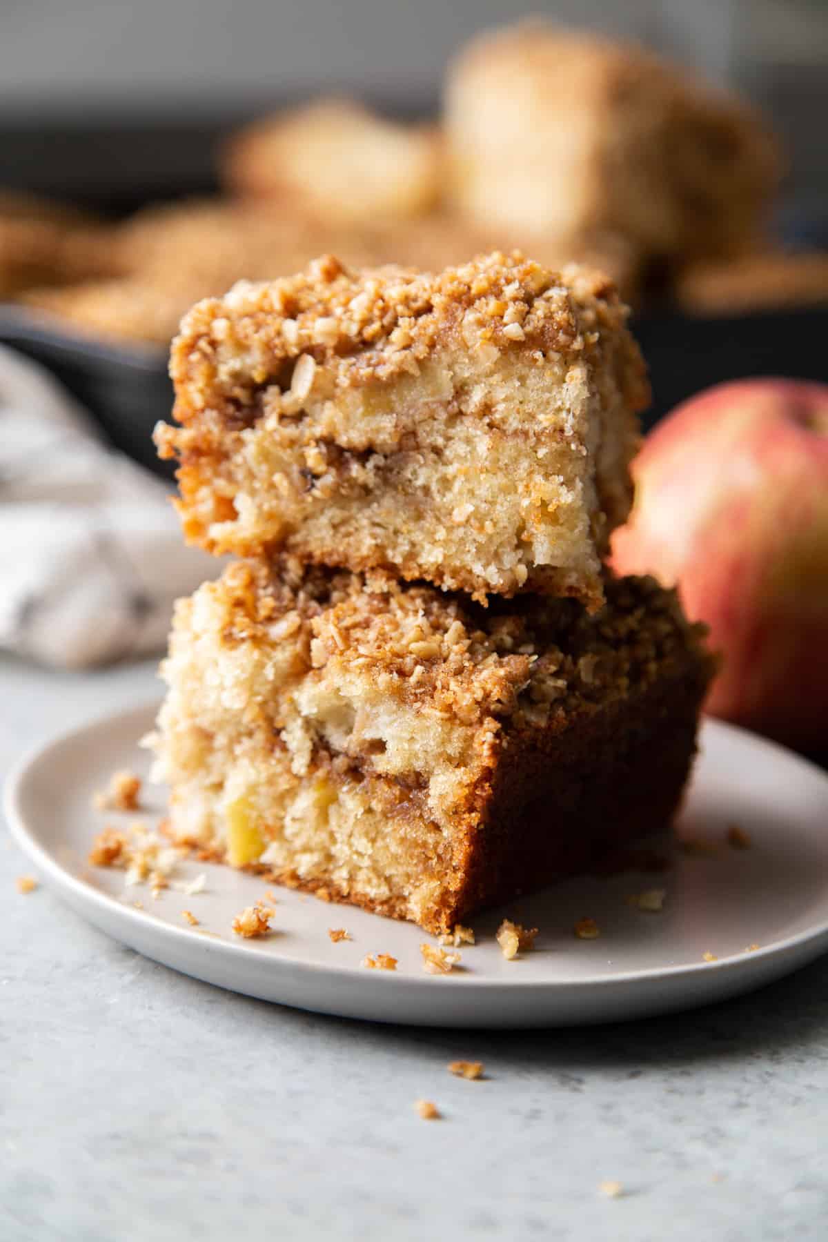 stacked apple coffee cake slices