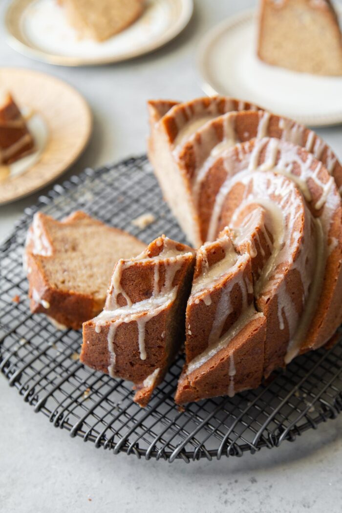 banana bundt cake with brown sugar glaze