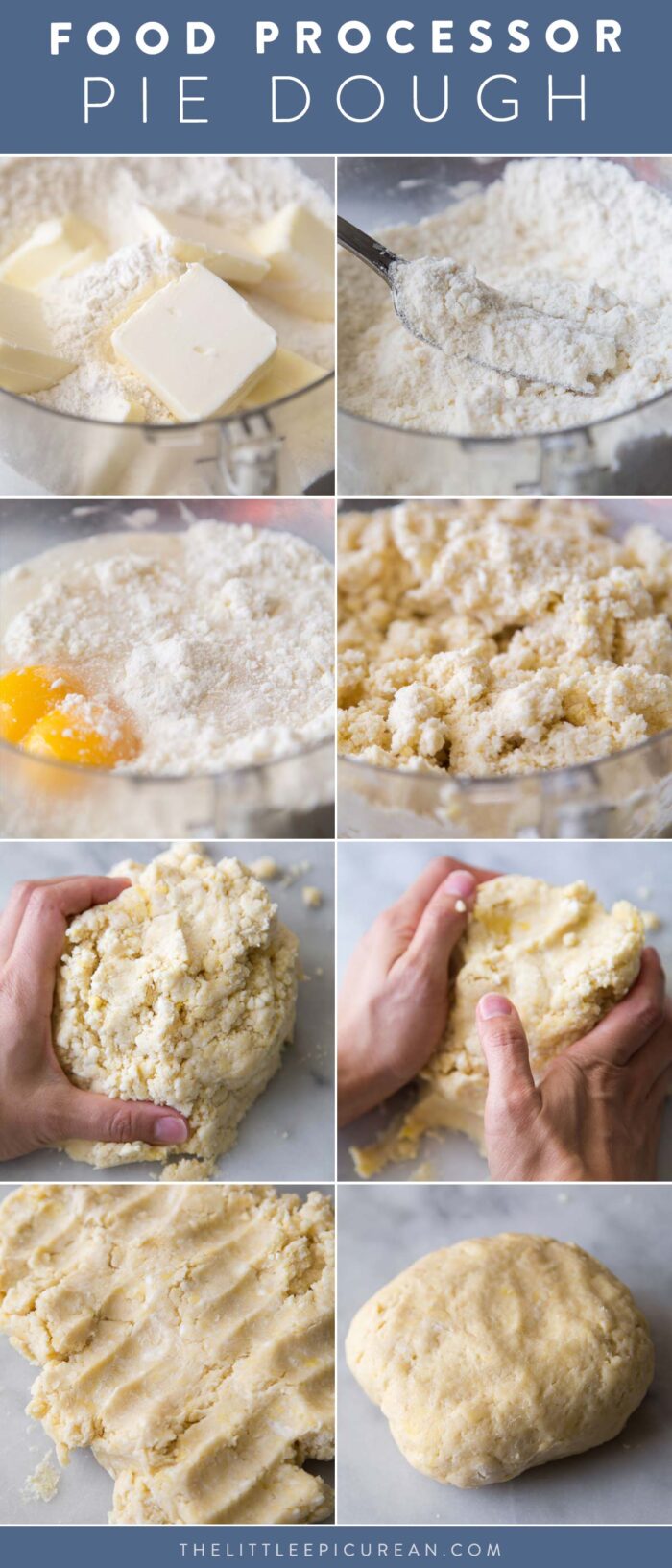 step by step how to make pie dough using food processor.