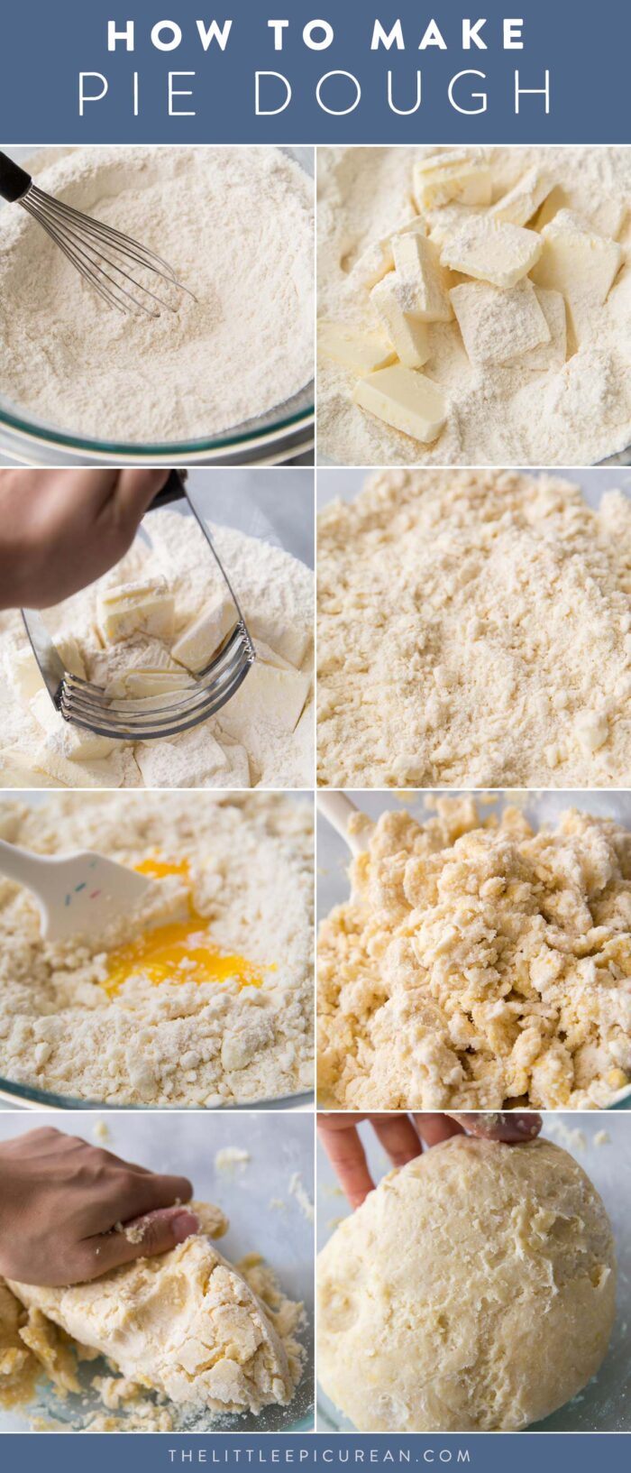 step by step images how to make pie dough by hand.