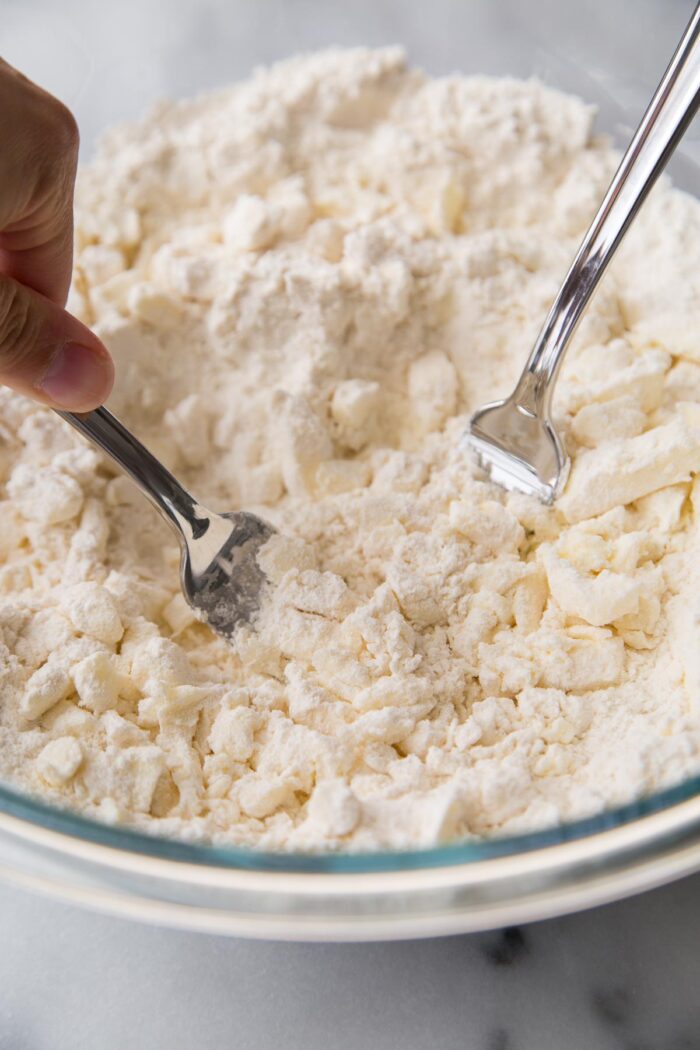 use two forks instead of pastry blender to cut butter into flour.