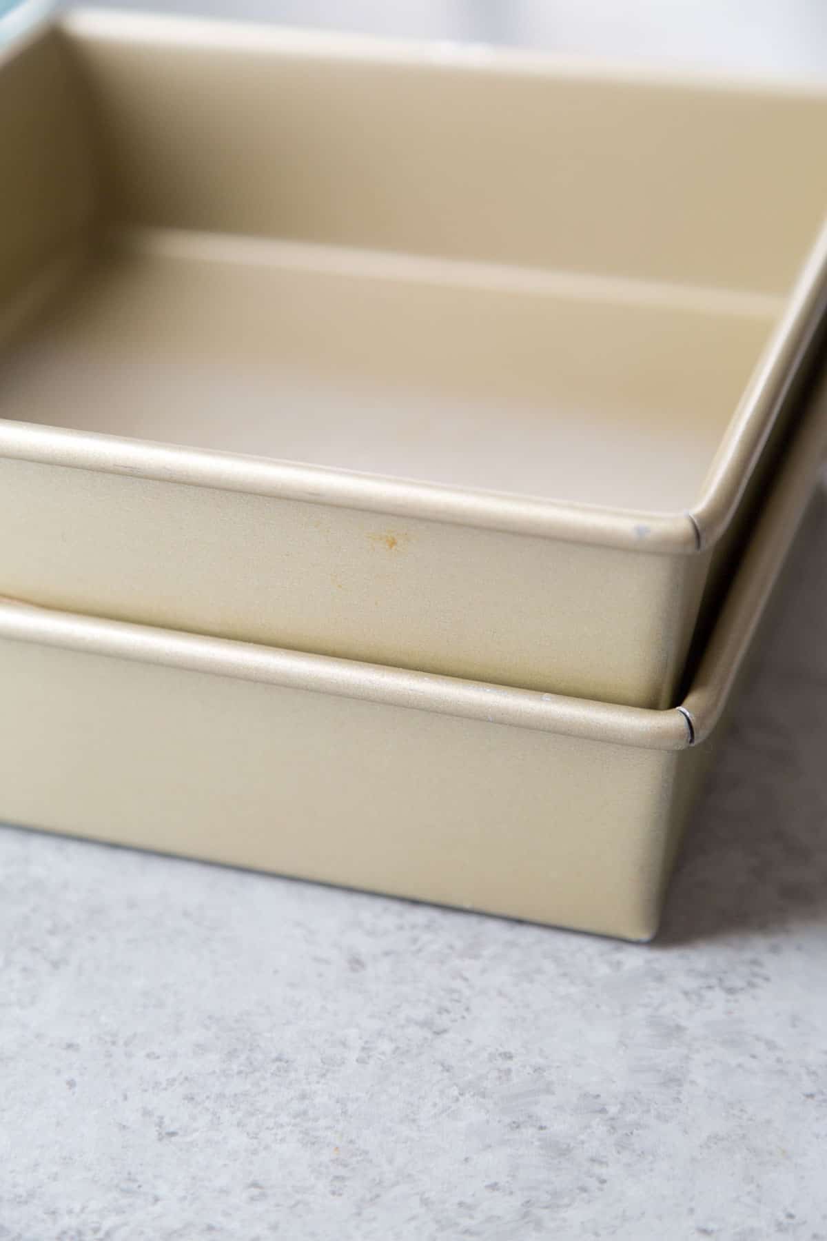stack two 8-inch pans on top of each other for even rice krispies treats.