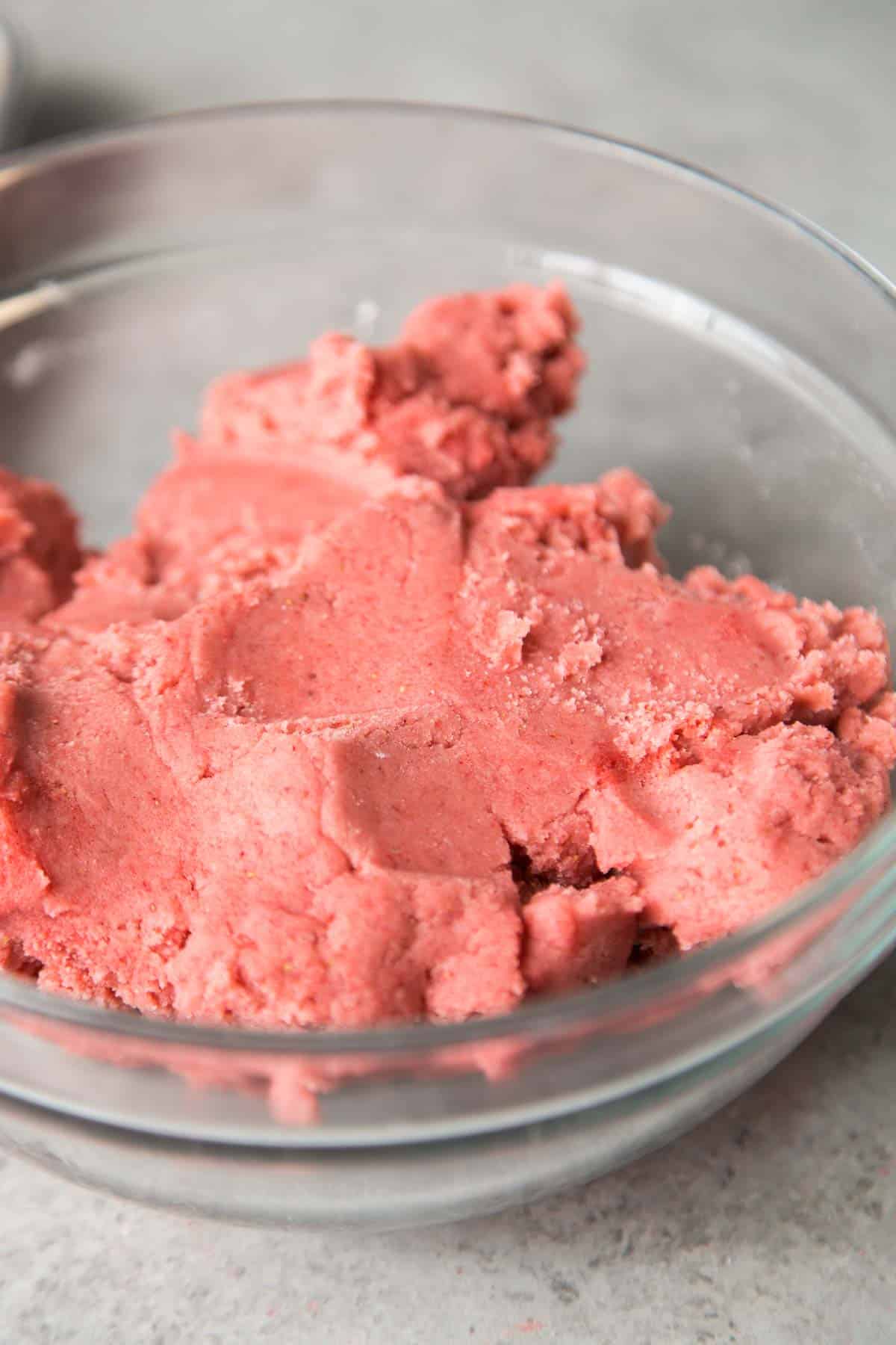naturally colored strawberry sugar cookie dough.