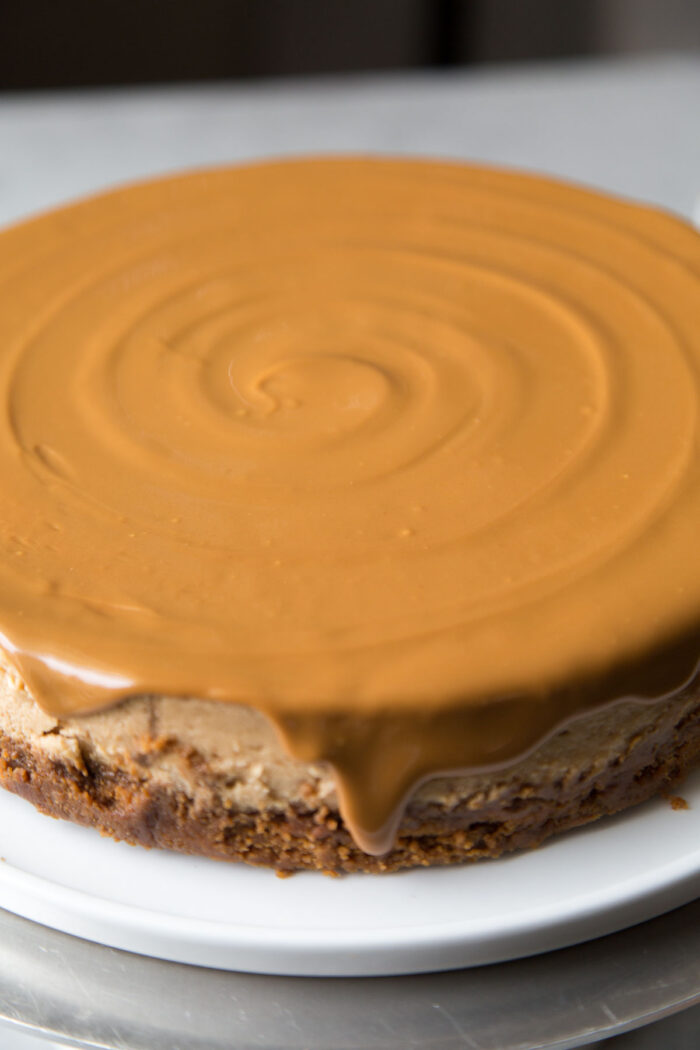 cookie butter topped biscoff cheesecake.