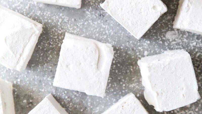 fluffy marshmallow squares flavored with honey.