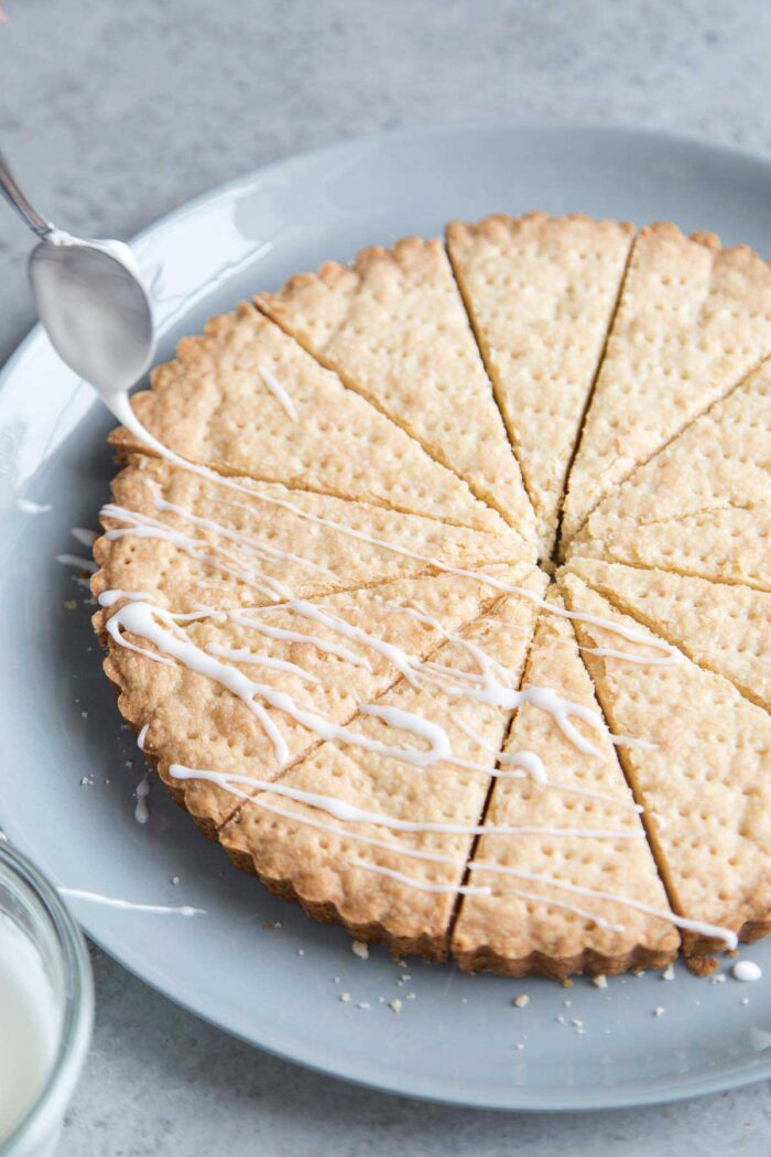 lemon shortbread cookies with lemon glaze.