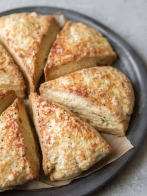 close up of savory cheese scones.