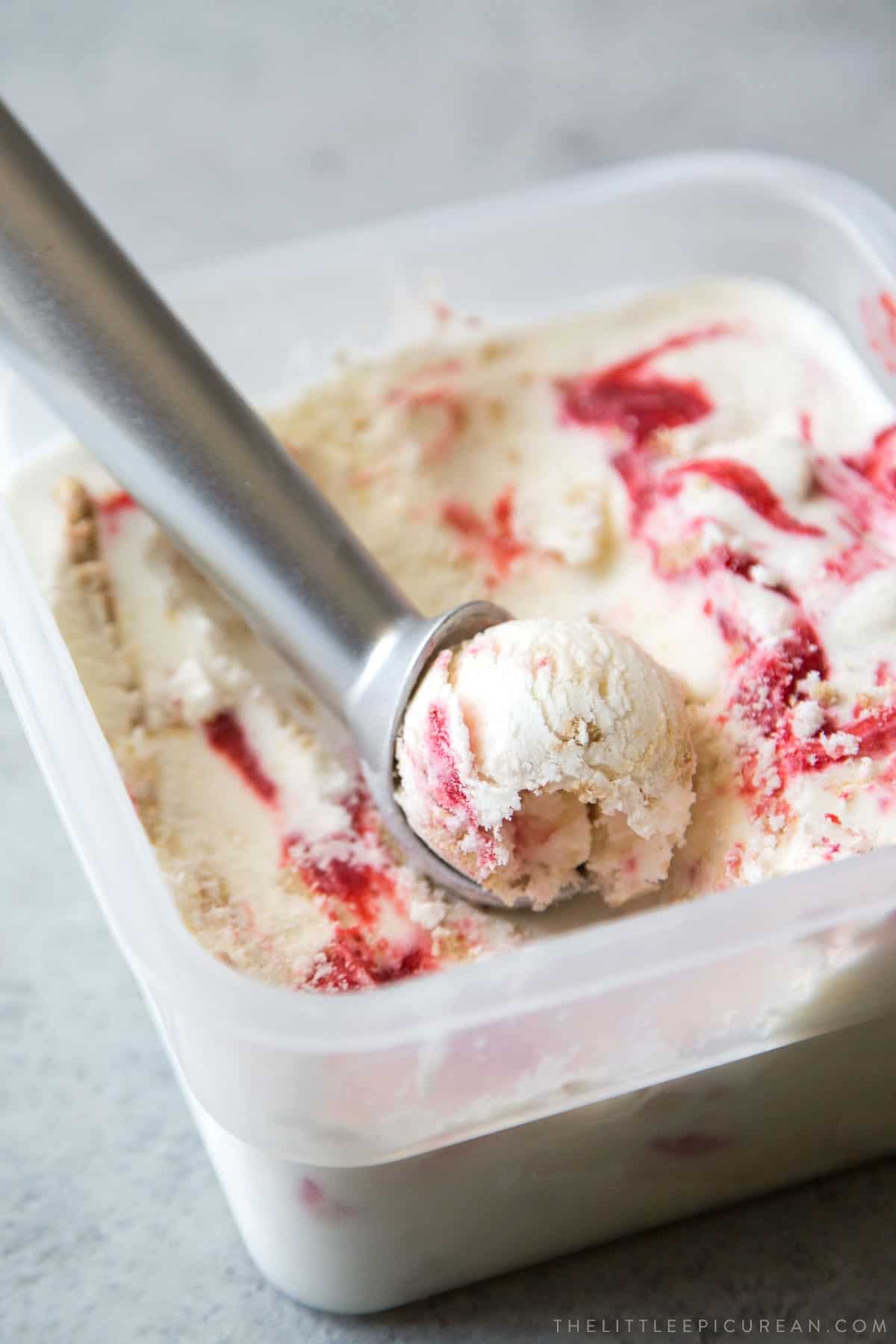 scoop of strawberry ice cream ice cream.