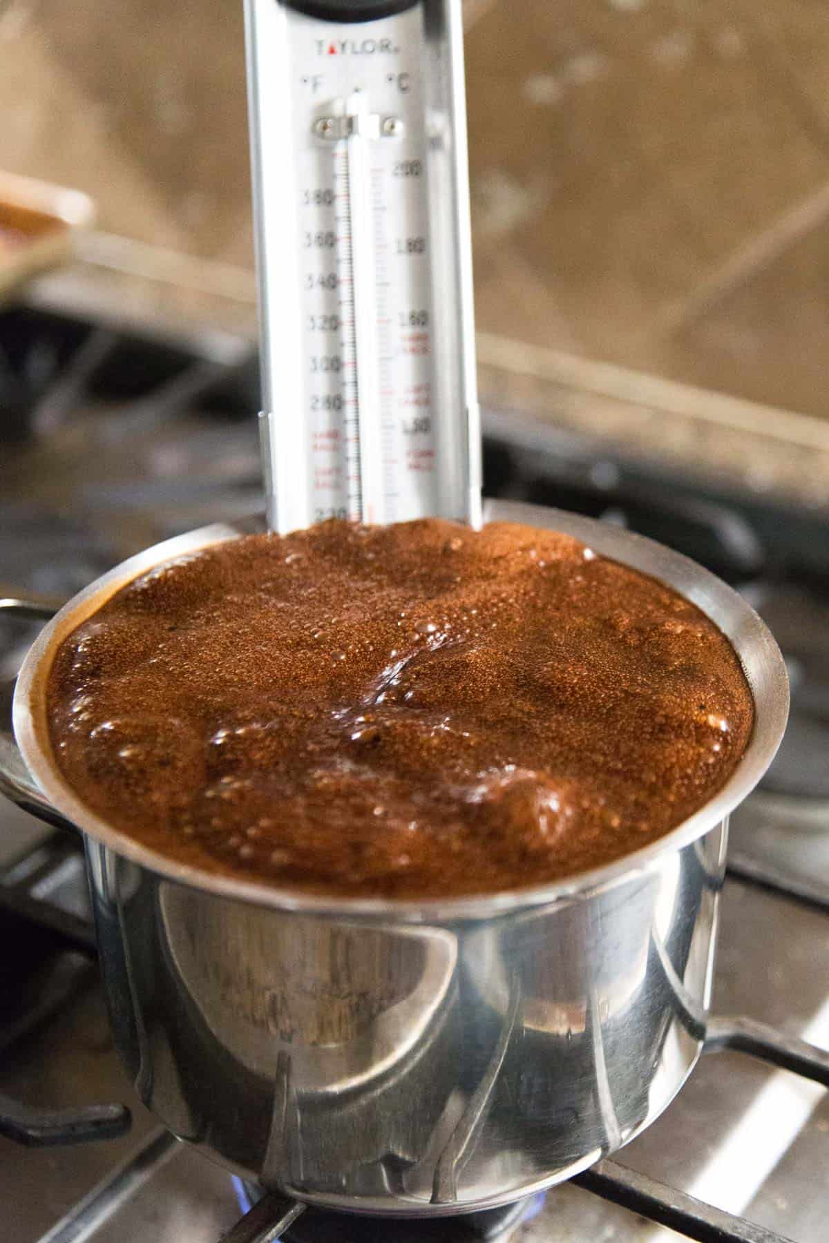 marshmallow syrup cooked stovetop with candy thermometer.