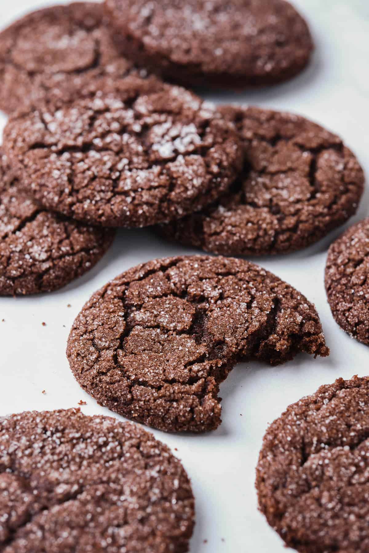 chocolate sugar cookies layered on top of one another.