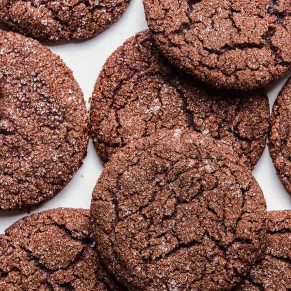 chocolate sugar cookies layered on top of one another.