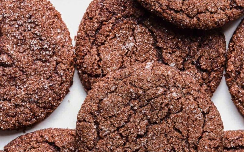 chocolate sugar cookies layered on top of one another.