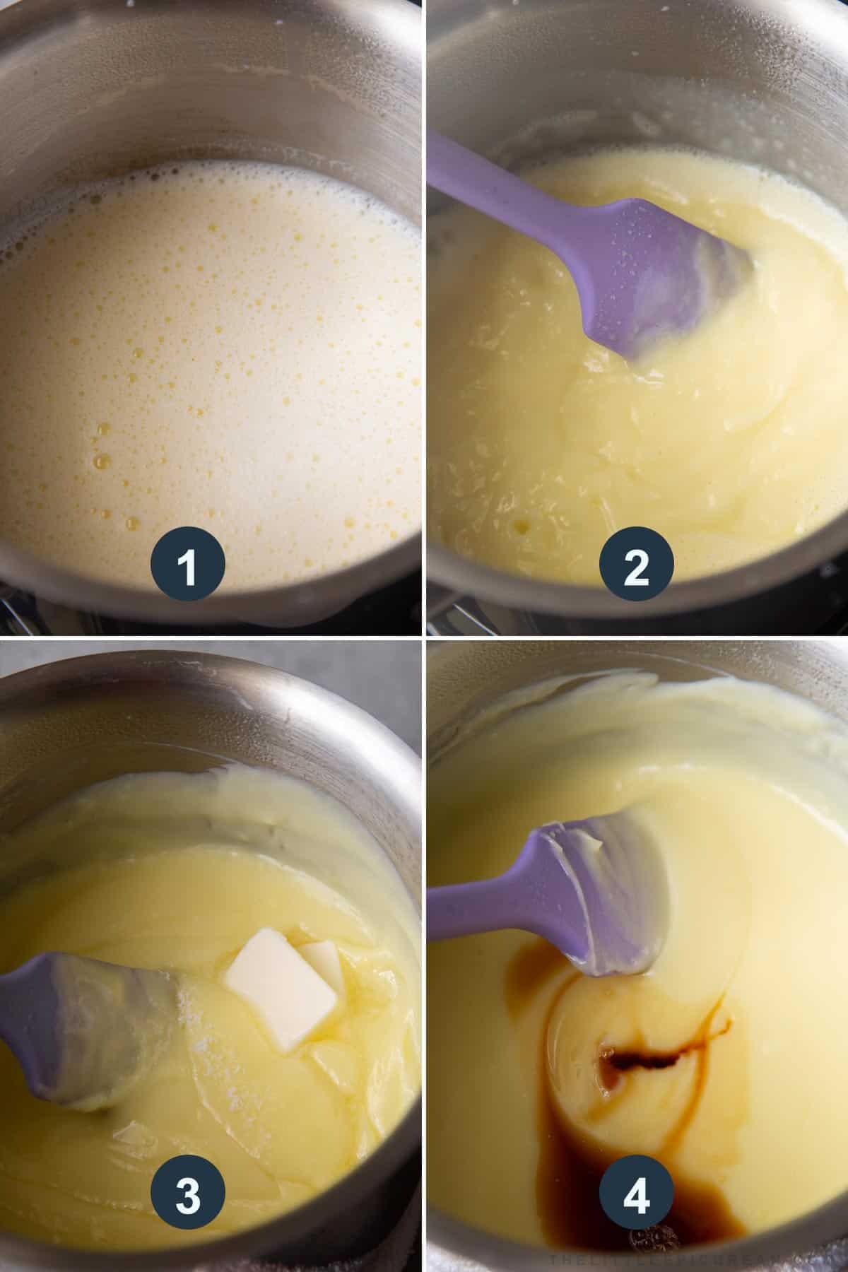 how to cook pastry cream stovetop in four steps.
