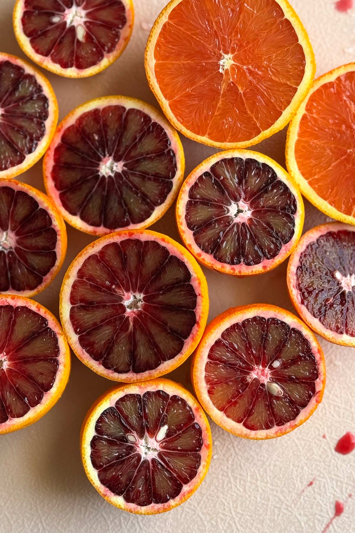 fresh sliced blood orange halves.