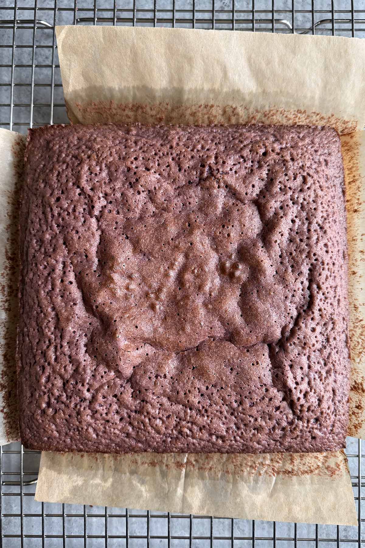 cool brownies on wire rack.