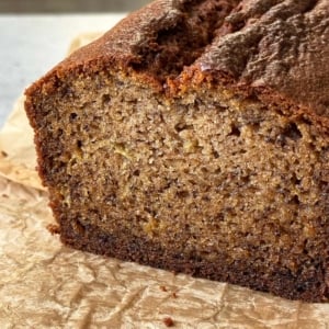 interior shot of mochi banana bread.