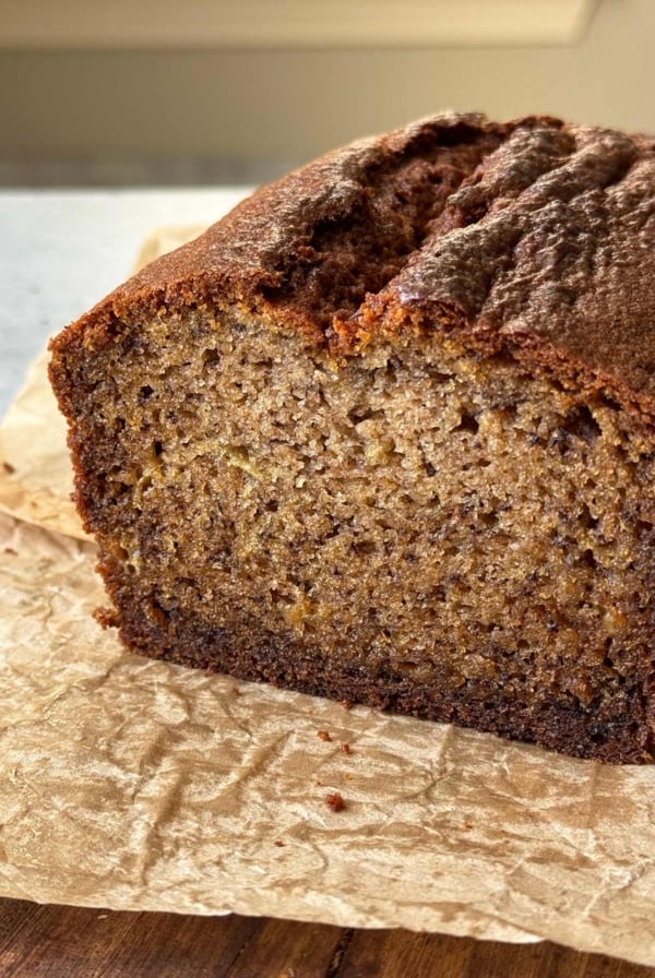 interior shot of mochi banana bread.