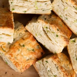ranch powder green onion biscuits on parchment paper.