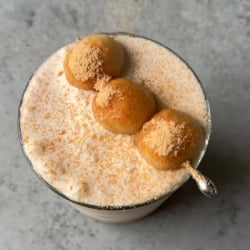 kinako cream top foam with kinako dango.