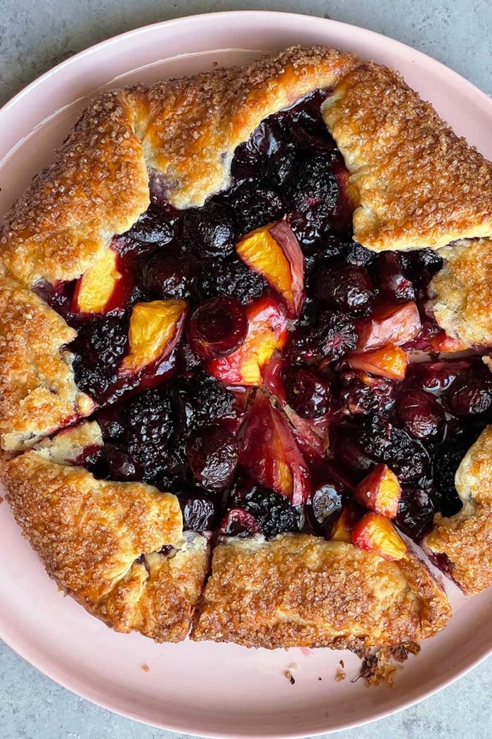 summer galette with nectarine, cherries, and blackberries.